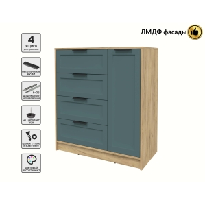 Тумба Тренд КТ-Т90 (Дуб золотой ЛДСП/ Верде ЛМДФ) Ш900 В1020 Г451